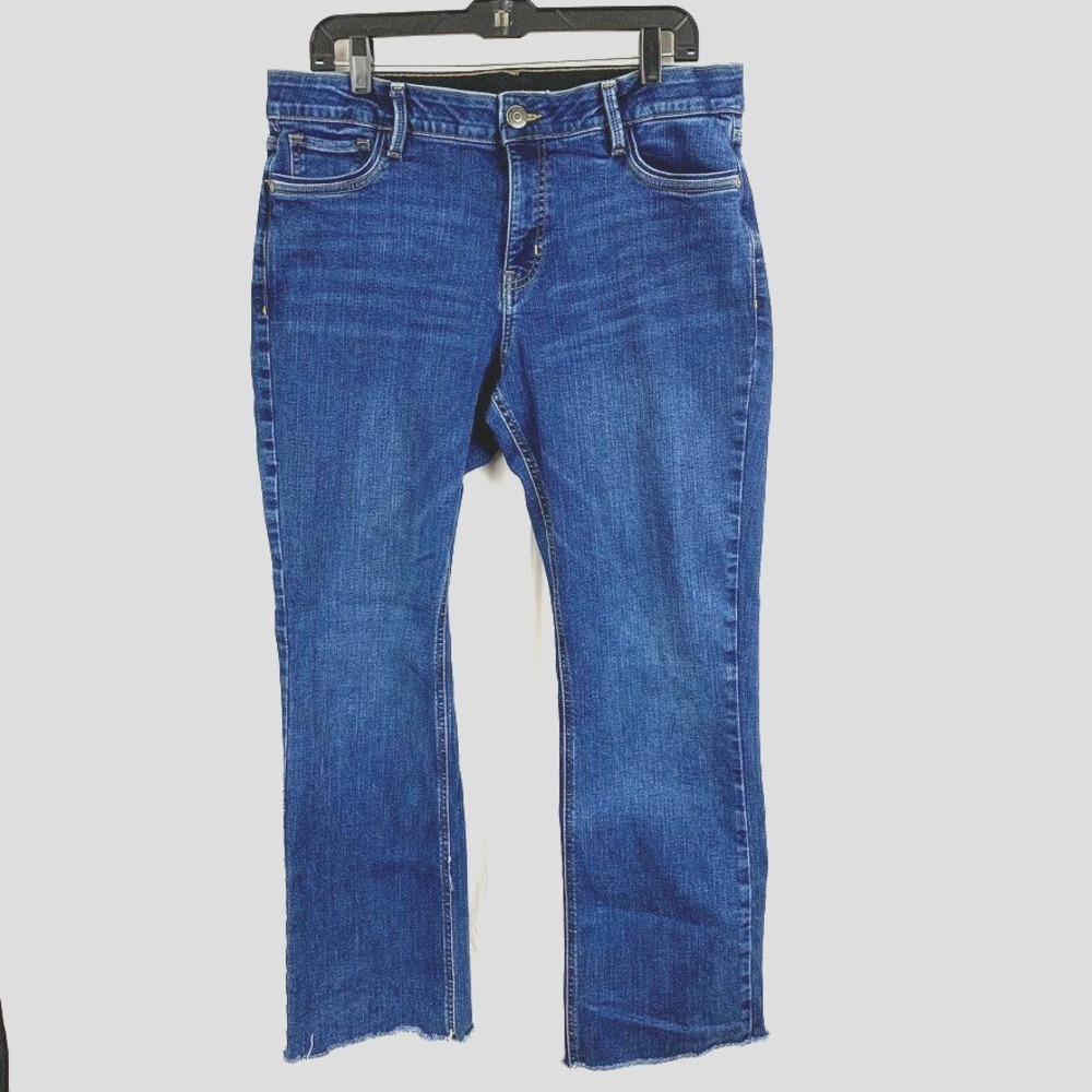 Liz Claiborne Sara Bootcut Jeans Womens Mid-Rise Jeans Size 12 Dark Wash Denim